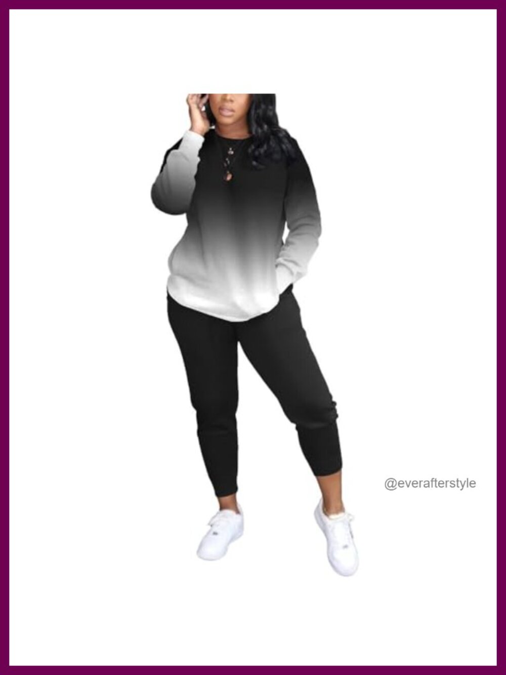 2 Piece Sweatsuit Crewneck Top Jogger Pants Lounge Set Polyester Spandex